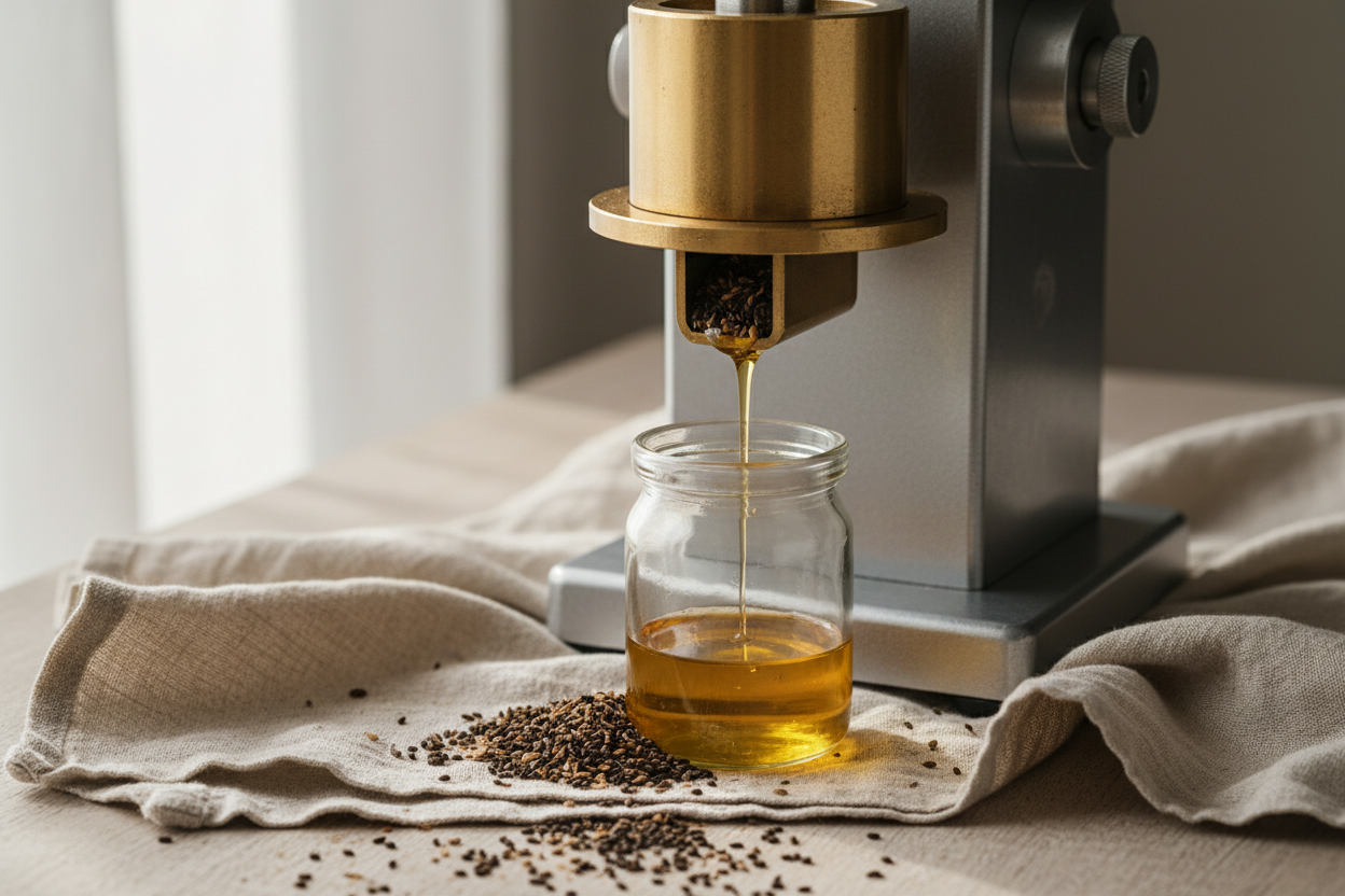 Cold-pressed black seed oil extraction process